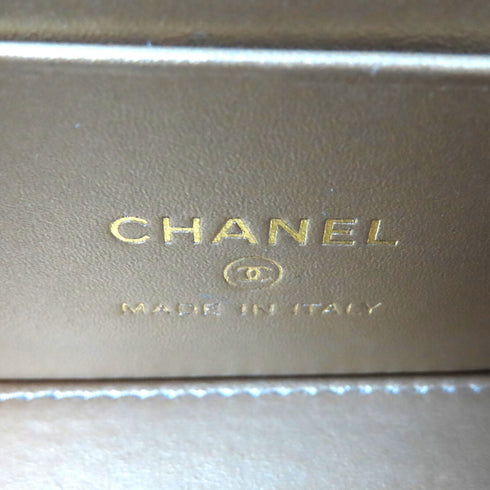 CHANEL Quilted CC GHW Vanity Case Chain Shoulder Bag Lambskin Leather Blue