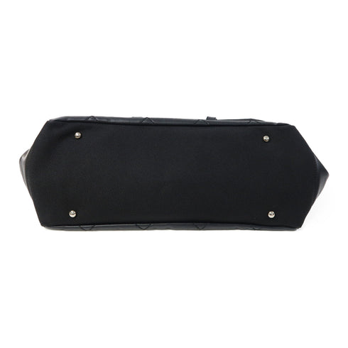 CHANEL Quilted CC SHW Biarritz Tote Bag MM Handbag Coated Canvas Black