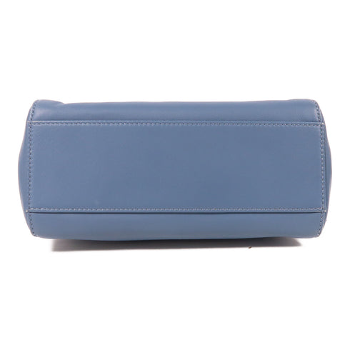 FENDI GHW Peekaboo Mini 2 Way Shoulder Bag 8BN244 Calfskin Leather Blue