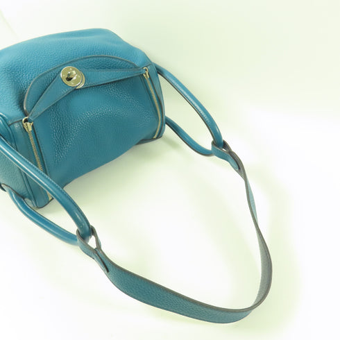 HERMES PHW Lindy 26 Handbag 2 Way Shoulder Bag Clemence Bleu Izmir/Bleu Saphir