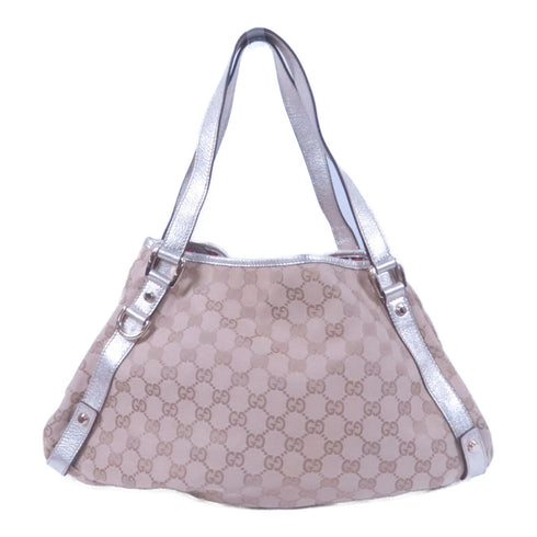 GUCCI GG GHW Shoulder Bag 130736 Canvas Beige