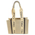 Chloe Woody Tote Bag Canvas Beige Navy Blue