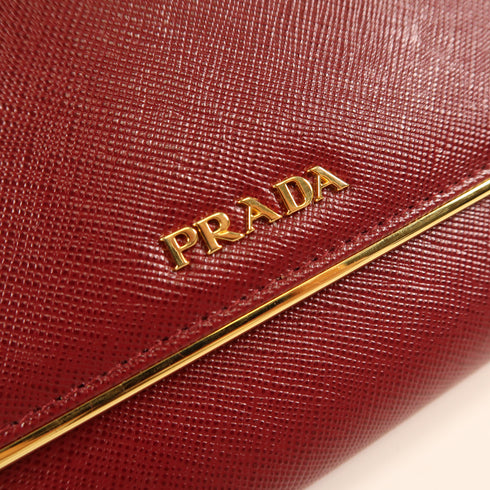 PRADA GHW Clutch Bag Calfskin Leather 1M1311