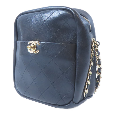 CHANEL Quilted CC GHW Chain Shoulder Bag Calfskin Leather Black v4