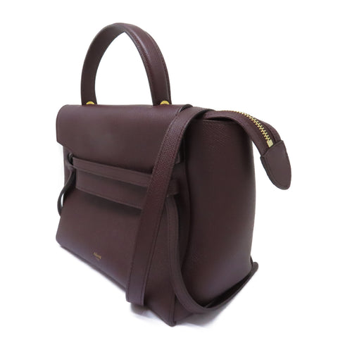 CELINE GHW Belt Bag 2 Way Shoulder Handbag U-AT-0128 Calfskin Leather Purple