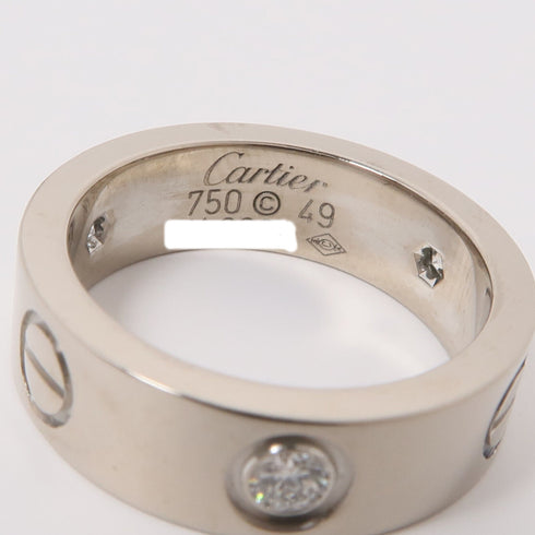 CARTIER Love Ring Half Diamond Ring 18K White Gold Cartier#49 US#5 B4032549