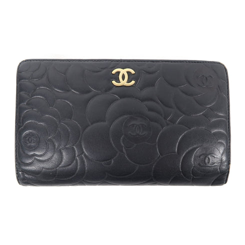CHANEL CC GHW Long Wallet A36544 Lambskin Leather Black