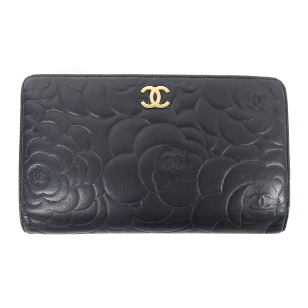 CHANEL CC GHW Long Wallet A36544 Lambskin Leather Black