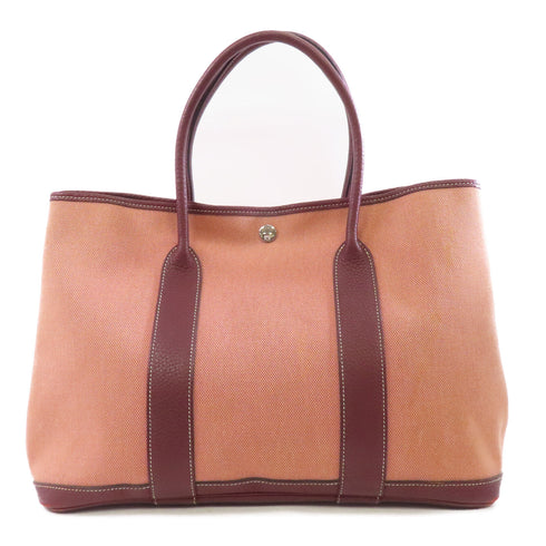 HERMES PHW Garden Party PM Tote Shoulder Bag Canvas Pink