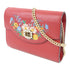 GUCCI GG GHW Embroidered Mini Chain Shoulder Bag 499314 Calfskin Leather Red