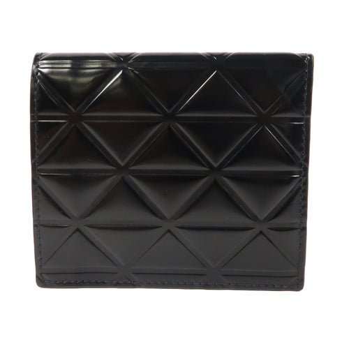 PRADA Brushed Wallet Fold Wallet Leather Black