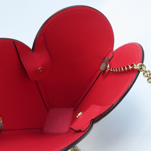 GUCCI GG GHW Chain Shoulder Bag PVC Coated Canvas Brown/Red