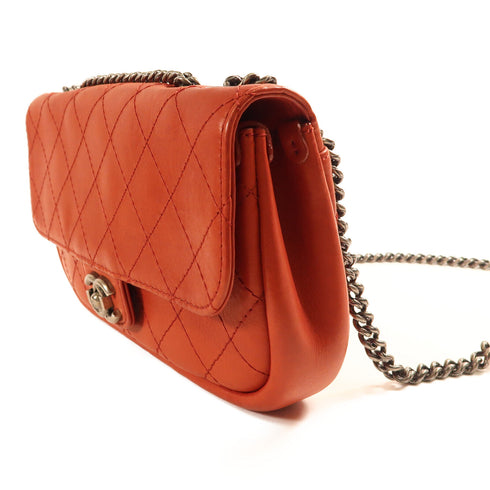 CHANEL CC SHW Chain Shoulder Bag Calfskin Leather Burnt Orange