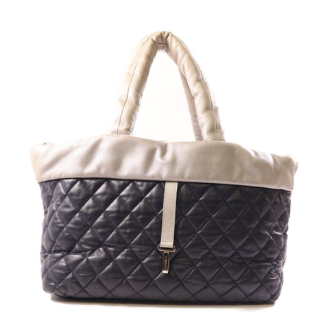 CHANEL CC SHW CoCo Cocoon Handbag Lambskin Leather Navy/Silver