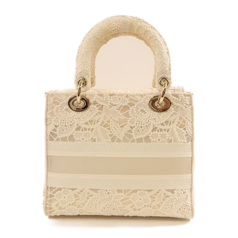 Christian Dior CD GHW Medium Lady Dior Lace 2way Shoulder Bag