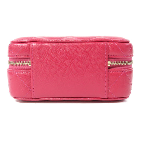 CHANEL Quilted CC GHW Chain Shoulder Bag AP2858 Caviar Leather Rose Red