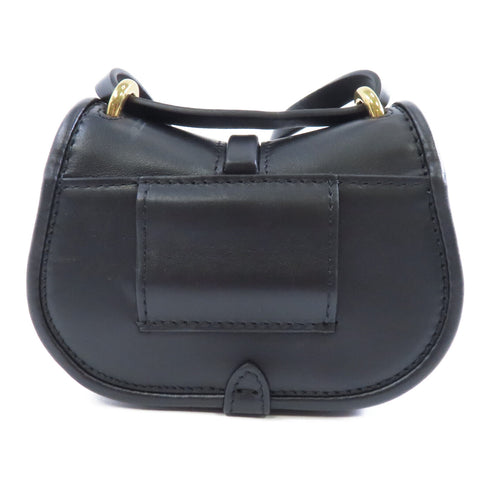 FENDI GHW C`mon Mini Shoulder Bag Handbag 7AS219 Calfskin Leather Black