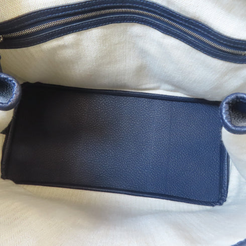 HERMES PHW Garden Party PM Tote Bag Shoulder Handbag Negonda Leather Bleu Nuit