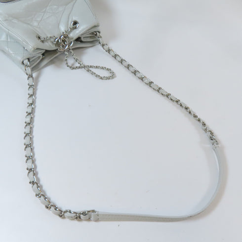 CHANEL Quilted CC SHW Chain Shoulder Bag A57818 Calfskin Leather Gray