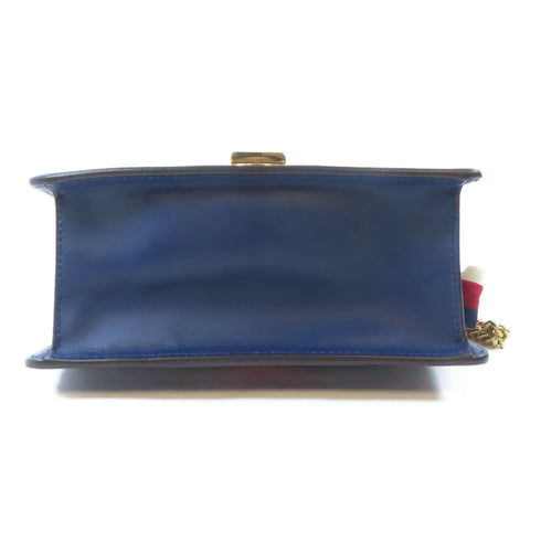 GUCCI GG GHW Sylvie Mini Bag Chain Shoulder Bag 431666 Calfskin Leather Blue