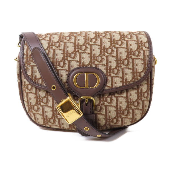 Christian Dior CD GHW Lady Dior Shoulder Bag Canvas Brown