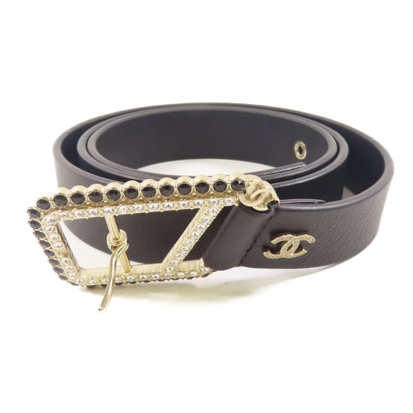 CHANEL CC SHW 85cm Belt Calfskin Leather Black