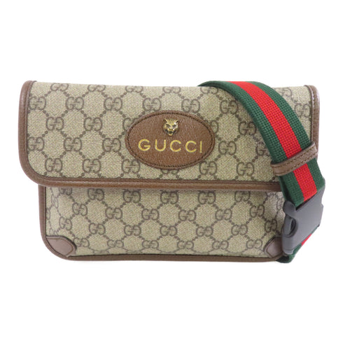 GUCCI GG GHW Neo Vintage GG Suprem Waist Bag 493930 Coated Canvas Brown