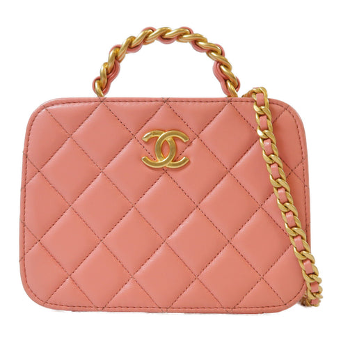 CHANEL Quilted CC GHW 2 Way Chain Shoulder Bag AS3318 Lamskin Leather Pink
