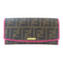 FENDI GHW Long Wallet PVC Coated Canvas Brown Pink