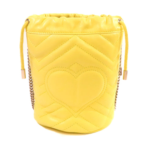 GUCCI SHW GG Marmont Mini Bucket Shoulder Bag Crossbody Calfskin 575163 Yellow