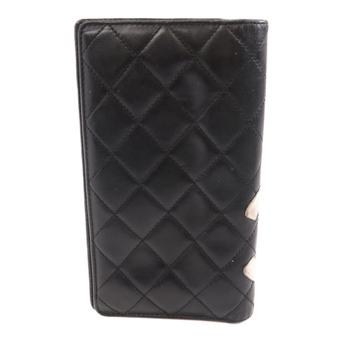 CHANEL Quilted CC SHW Cambon Long Wallet Calfskin Leather Black v1