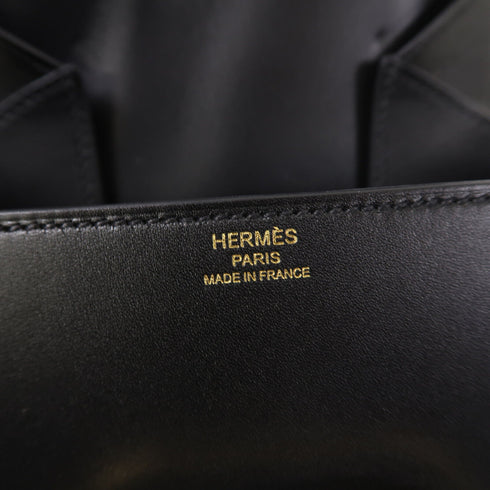 HERMES GHW Della Mini Shoulder Bag Calfskin Leather Black Noir