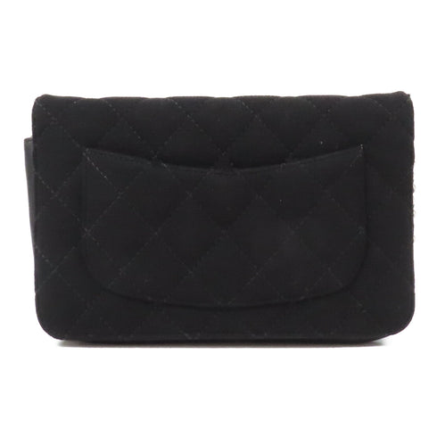 CHANEL Quilted CC SHW 2.55 WOC Wallet On Chain Shoulder Bag Canvas Black
