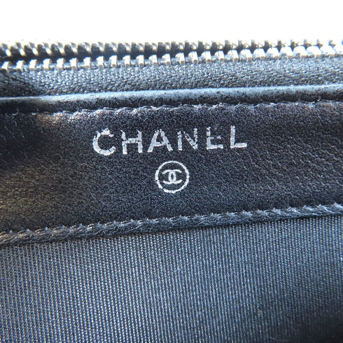 CHANEL Quilted/Herringbone CC SHW Chain Shoulder Bag Calfskin Leather Black