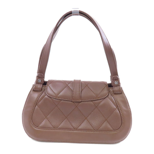 CHANEL Quilted CC SHW Shoulder Bag Caviar Leather Brown