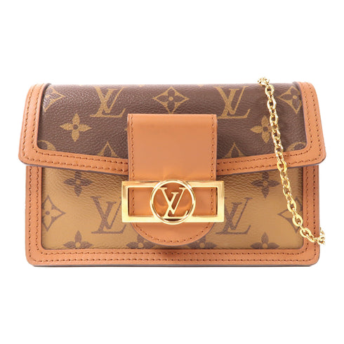 LOUIS VUITTON LV GHW Dauphine Chain Shoulder Bag M68746 Monogram Reverse Brown
