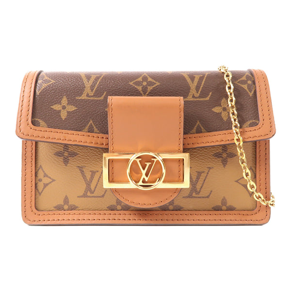 LOUIS VUITTON LV GHW Dauphine Chain Shoulder Bag M68746 Monogram Reverse Brown