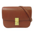 CELINE GHW Classic Box Shoulder Bag Calfskin Leather Brown