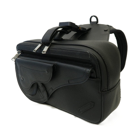 Christian Dior CD SHW Saddle Backpack Rucksack Calfskin Leather Black