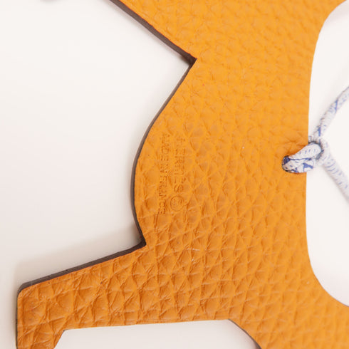 HERMES Dog Charm Epsom Leather Orange Brown