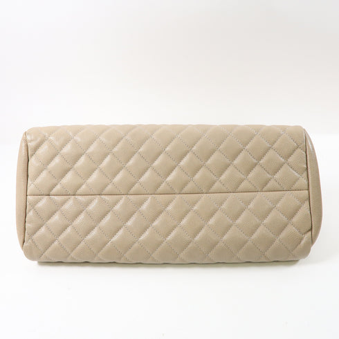CHANEL Quilted CC SHW Chain Shoulder Bag Leather Grey
