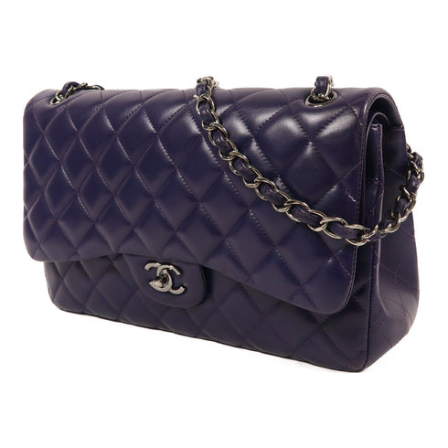 CHANEL CC SHW Large Classic Chain Shoulder Bag Lambskin Leather Purple