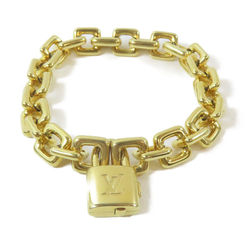 LOUIS VUITTON LV Padlock Charm Bracelet 18K Yellow Gold #16.5cm