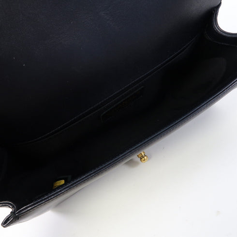 CHANEL Quilted CC GHW Boy 25 Chain Shoulder Bag Calfskin Leather Black v1