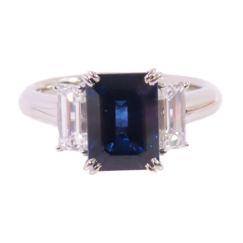 FINE JEWELRY 4.35ct Sapphire 0.86ct Diamond Ring US#6 PT900 Platinum