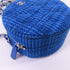 CHANEL CC SHW Round Clutch With Chain Shoulder Bag Tweed Blue