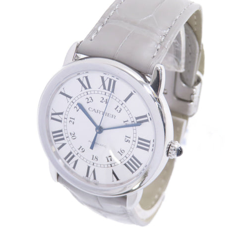 CARTIER Ronde De Cartier Automatic Watch SS Leather Belt WSRN0013 White