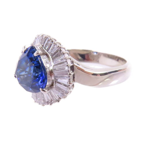 FINE JEWELRY 2.52ct Sapphire 0.77ct Diamond Ring US#6 PT900 Platinum