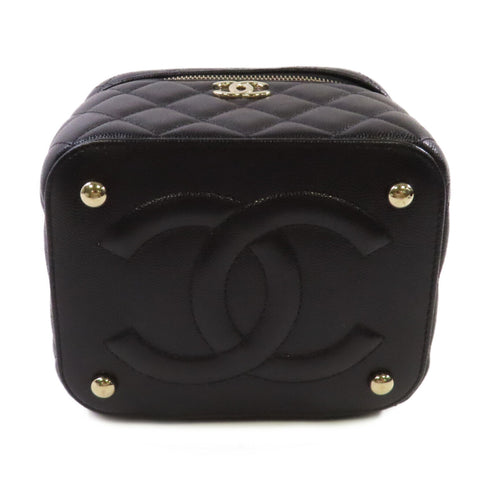 CHANEL Quilted GHW CC Vanity Case Shoulder Bag Caviar Leather AS317Y33352 Black