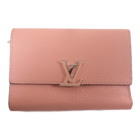 LOUIS VUITTON LV SHW Capucines Compact Wallet M62156 Leather Pink